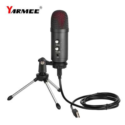 Professional tripod USB condenser microphone computer microphone internet mic with monitor function YR06